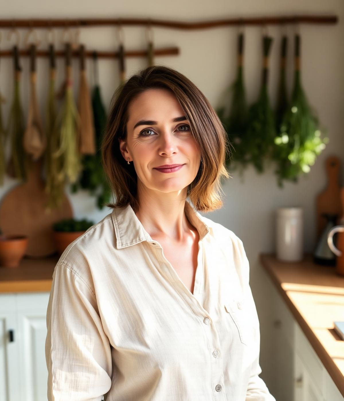 PELLUND founder in a kitchen with dried herbs
