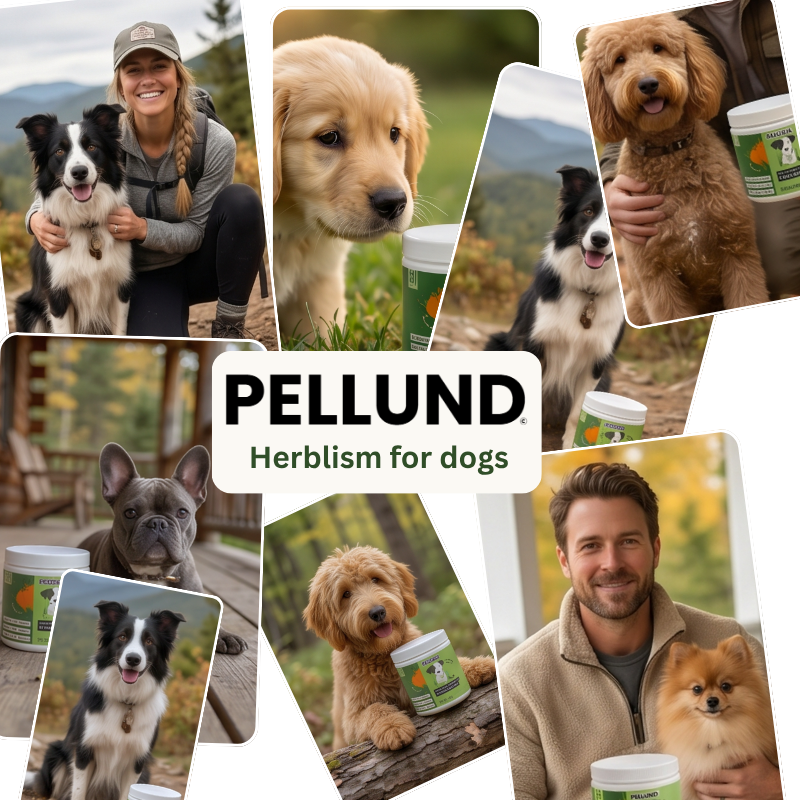 Collage of happy PELLUND customers and their dogs